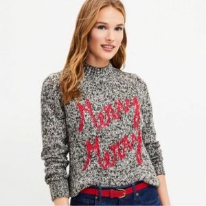 NWT LOFT Merry Mock Neck Holiday Christmas Sweater - Size Small